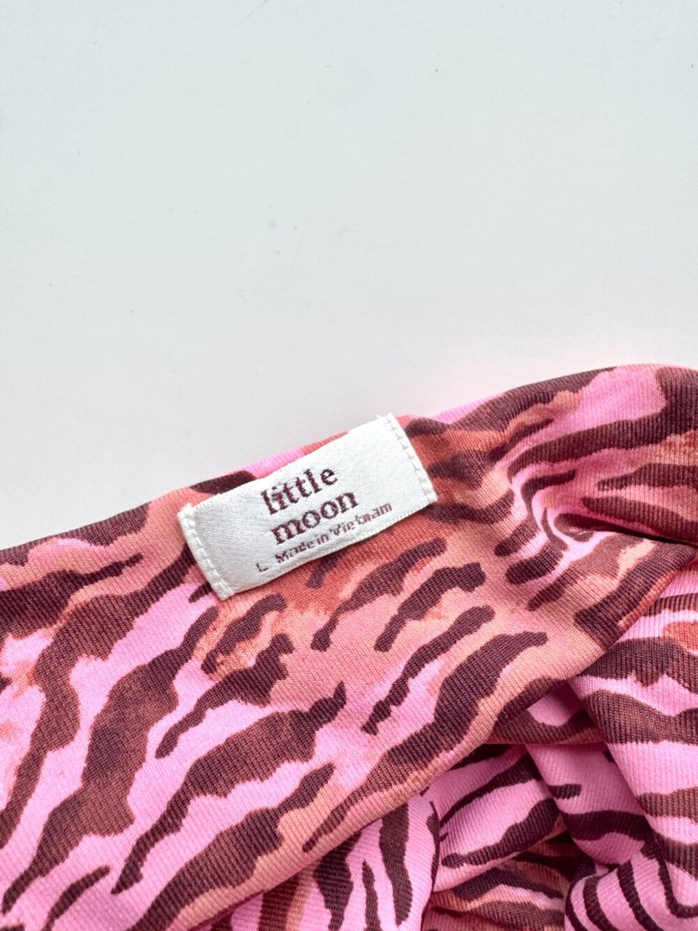 Aritzia LITTLE MOON Swizzle Pink Tiger Striped One Shoulder Bodysuit, Size L - Picture 8 of 9